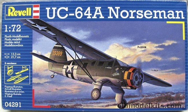 Revell 1/72 Noorduyn UC-64A Norseman - USAF 27th Transport Group 320th Transport Sq Le Bourget France April 1944 / Saskatchewan Air Ambulance Service Regina 1949, 04291 plastic model kit